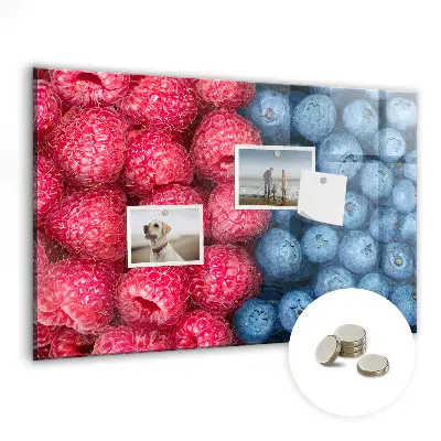 Magnetic wall board with blueberries and raspberries motif