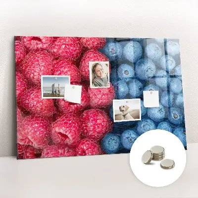 Magnetic wall board with blueberries and raspberries motif