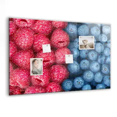 Magnetic wall board with blueberries and raspberries motif