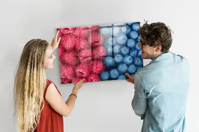 Magnetic wall board with blueberries and raspberries motif