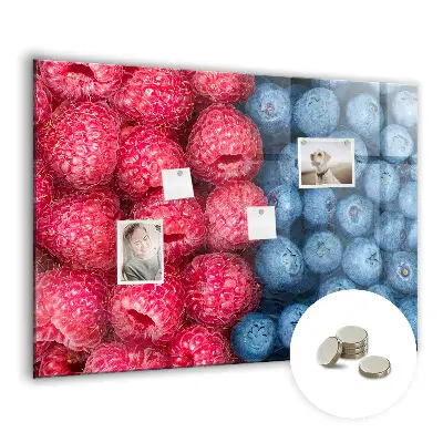 Magnetic wall board with blueberries and raspberries motif