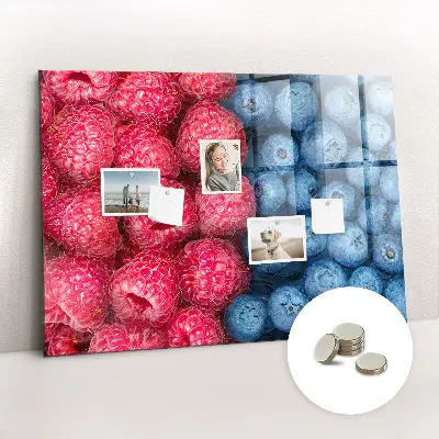 Magnetic wall board with blueberries and raspberries motif