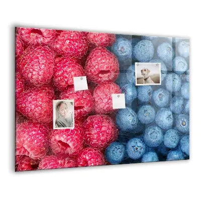 Magnetic wall board with blueberries and raspberries motif