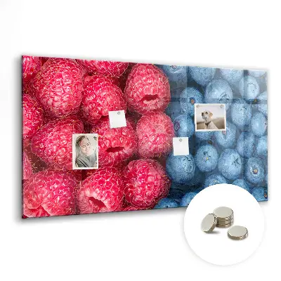 Magnetic wall board with blueberries and raspberries motif