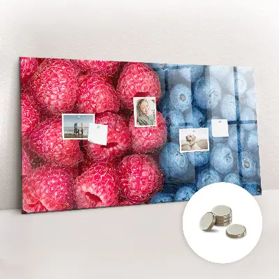 Magnetic wall board with blueberries and raspberries motif
