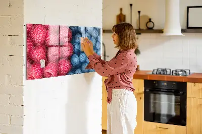 Magnetic wall board with blueberries and raspberries motif