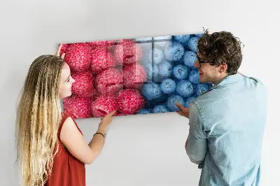 Magnetic wall board with blueberries and raspberries motif