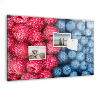 Magnetic wall board with blueberries and raspberries motif