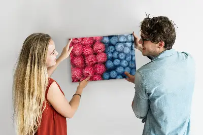 Magnetic wall board with blueberries and raspberries motif
