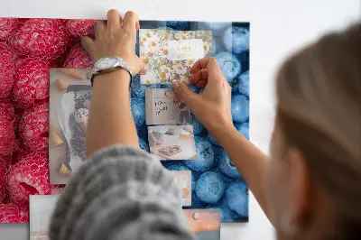 Magnetic wall board with blueberries and raspberries motif