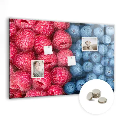 Magnetic wall board with blueberries and raspberries motif