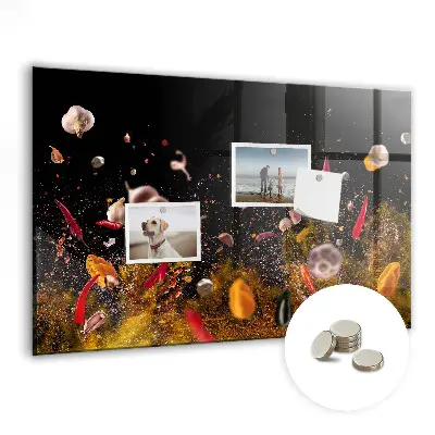 Magnetic glass dry erase board with vegetable print