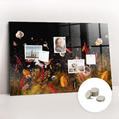 Magnetic glass dry erase board with vegetable print