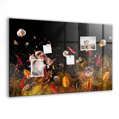 Magnetic glass dry erase board with vegetable print