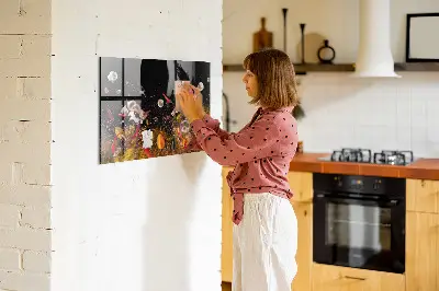 Magnetic glass dry erase board with vegetable print