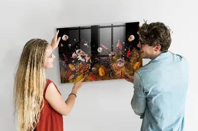 Magnetic glass dry erase board with vegetable print