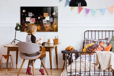 Magnetic glass dry erase board with vegetable print