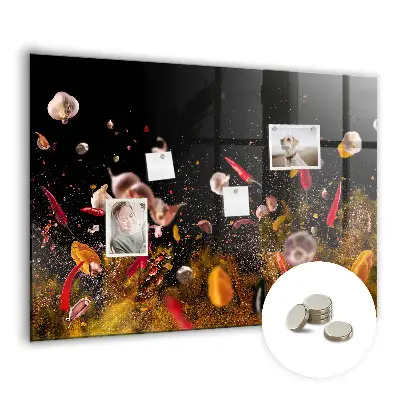 Magnetic glass dry erase board with vegetable print