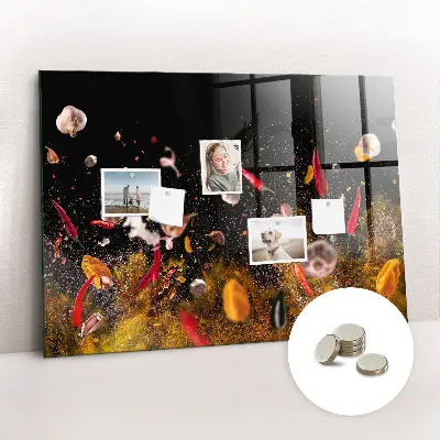 Magnetic glass dry erase board with vegetable print