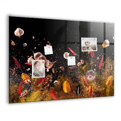 Magnetic glass dry erase board with vegetable print