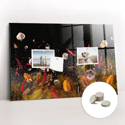 Magnetic glass dry erase board with vegetable print
