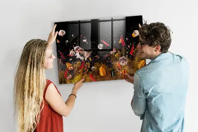 Magnetic glass dry erase board with vegetable print