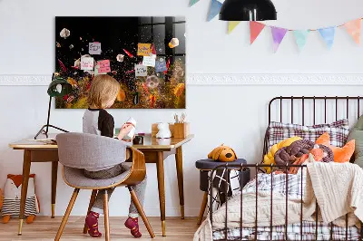 Magnetic glass dry erase board with vegetable print