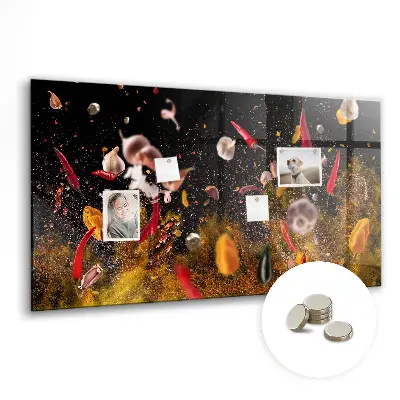 Magnetic glass dry erase board with vegetable print