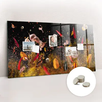 Magnetic glass dry erase board with vegetable print