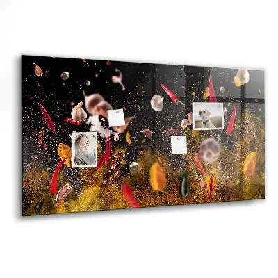 Magnetic glass dry erase board with vegetable print
