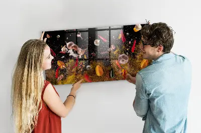 Magnetic glass dry erase board with vegetable print