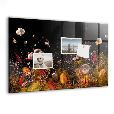 Magnetic glass dry erase board with vegetable print