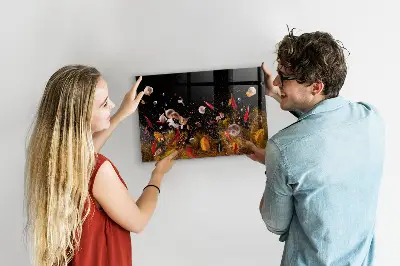 Magnetic glass dry erase board with vegetable print