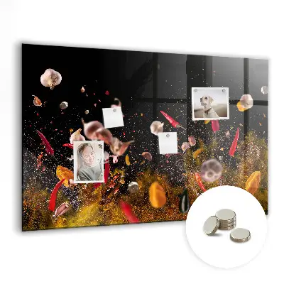 Magnetic glass dry erase board with vegetable print