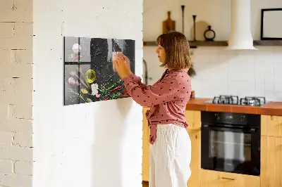 Magnetic glass dry erase board with Spices on the counter print