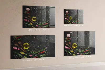 Magnetic glass dry erase board with Spices on the counter print