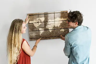 Magnetic glass dry erase board world map