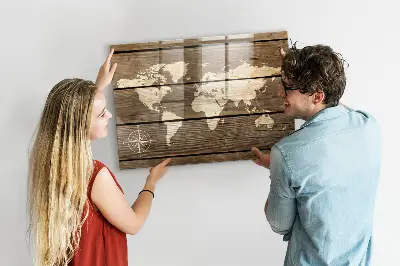 Magnetic glass dry erase board world map