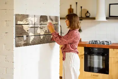 Magnetic glass dry erase board world map