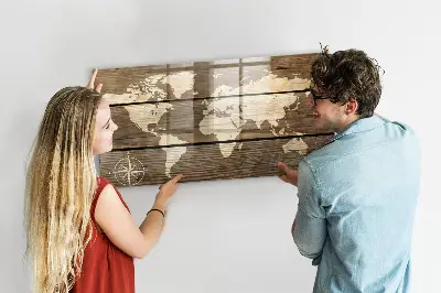 Magnetic glass dry erase board world map
