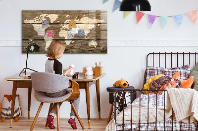Magnetic glass dry erase board world map