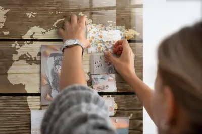 Magnetic glass dry erase board world map