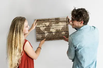 Magnetic glass dry erase board world map