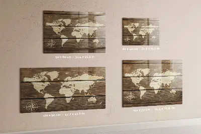Magnetic glass dry erase board world map