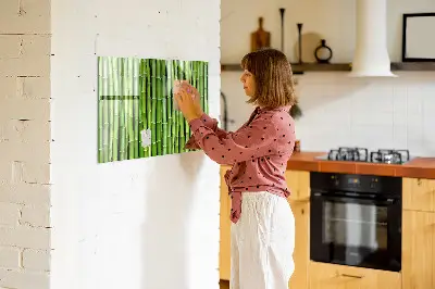 Magnetic glass dry erase board with bamboo frame