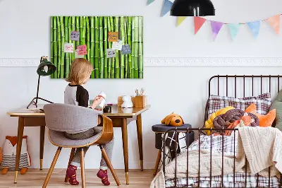 Magnetic glass dry erase board with bamboo frame
