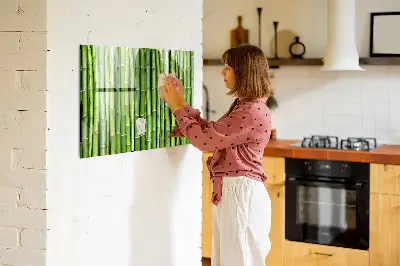 Magnetic glass dry erase board with bamboo frame