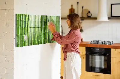 Magnetic glass dry erase board with bamboo frame