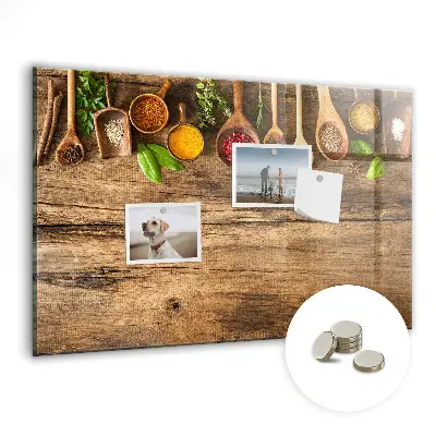 Magnetic wall board with spoons of spices design