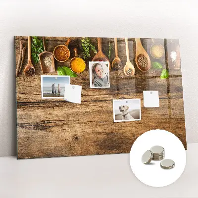 Magnetic wall board with spoons of spices design